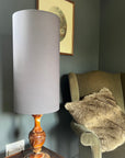 Grey Cotton Lampshade | Extra Tall Cylinder Ceiling Light Shade | Bespoke Handmade UK