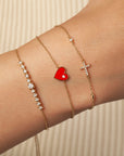 Diamond Enamel Heart Bracelet