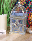 Patera antique square lantern, star design, luxury farmhouse decor, premium metal and glass, stylish vintage candle holder by Maravi at brixbailey.com