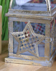 Patera antique square lantern, luxury star design, rustic farmhouse decor, premium metal and glass candle holder, indoor outdoor use by Maravi at brixbailey.com