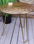 Malan Gold Tripod Side Table Hairpin Legs