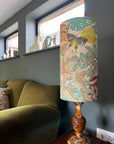 Floral pastel Velvet cylinder lampshade, extra tall lampshade