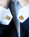 Square Cufflinks in Yellow Trout Leather