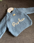 Personalised Green Knitted Baby Romper – Custom Keepsake (6-12M) | Handmade Milestone Outfit