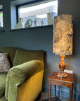 Peacock, butterfly Velvet cylinder lampshade, in grey, extra tall lampshade
