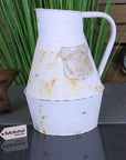 Vintage shabby chic decorative jug, rustic metal flower vase, elegant white home decor, distressed finish, best-selling farmhouse ornament by Maravi at brixbailey.com