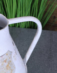 Vintage white rustic metal decorative jug, shabby chic distressed finish, stylish home decor, best-selling vintage charm by Maravi at brixbailey.com