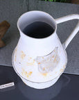 Vintage shabby chic decorative metal jug, rustic white distressed finish, stylish home decor for dried flowers or ornament by Maravi at brixbailey.com