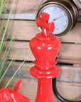 Luxury large red chess piece ornaments set of 3, retro-style king queen knight resin decor, premium home accent for modern interiors by Maravi at brixbailey.com