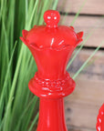 Luxury large red chess piece ornaments set, retro-style king queen knight resin decor, premium statement home accent by Maravi at brixbailey.com