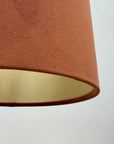 Burnt Orange Velvet & Lemon Yellow Cotton Double Sided Drum Lampshade | Handmade Ceiling Light Shade | Bespoke UK