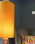 Yellow Cotton Lampshade | Extra Tall Cylinder Ceiling Light Shade | Bespoke Handmade UK