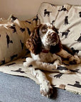 Walter Dog Blanket | Luxury Handmade Reversible Sherpa Fleece | Elegant Dog Print Pet Throw UK
