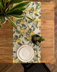 Brighten Your Dining Space with the Lemon Linen Table Runner by Hortensias Home at www.brixbailey.com