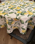 Lemon Linen Round Tablecloth – Festive & High-Quality European Design by Hortensias Home at www.brixbailey.com