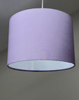 Lilac cotton drum lampshade/ ceiling shade with a white lining