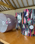 Botanical black velvet cone lampshade, extra tall lampshade