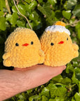 Soft Handmade Chick Plush – Chenille Yarn Chick with Optional Egg Hat