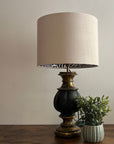 Cream Velvet & Zebra Cotton Double Sided Drum Lampshade | Handmade Ceiling Light Shade | Bespoke UK