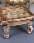 Premium Mol mango wood stool, versatile stylish footstool, rustic hardwood square seat, durable eco-friendly home decor by Maravi at brixbailey.com