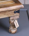Premium versatile mango wood stool, stylish square footstool for living room, nursery or side table, handcrafted sustainable hardwood by Maravi at brixbailey.com