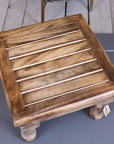 Premium Mol mango wood stool, versatile stylish footstool, sustainable hardwood furniture, rustic home decor, multi-use square stool by Maravi at brixbailey.com