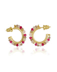 Ophelia Small Gemstone Hoops Smoky Quartz, Rose Quartz & Ruby