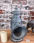 Orchha vintage railway lantern, luxury colonial style metal and glass candle holder, premium handcrafted decor for indoor use by Maravi at brixbailey.com