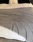 Luxury slate grey diagonal stripe cashmere throw, premium handcrafted 100% cashmere wool blanket, stylish modern home decor by Wildash London at brixbailey.com