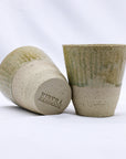 Beige Quadra Milled Stoneware Tall Handmade Ceramic Cup