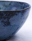 Small Smoked Grey Tidal Blue Wash Handmade Ceramic Stoneware Dinner Bowl