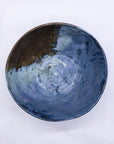Small Smoked Grey Tidal Blue Wash Handmade Ceramic Stoneware Dinner Bowl