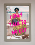 Luxury I Only Talk To My Cat Framed Wall Art, stylish home decor for cat lovers by Zestio at brixbailey.com