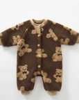 Bear Fleece Romper Cream or Brown