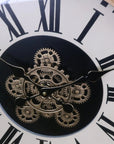 Industrial Large Cog Clock White and Gold