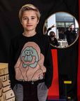 Kids Black Longsleeve Top with Orangutan Embroidery