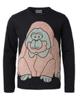 Kids Black Longsleeve Top with Orangutan Embroidery