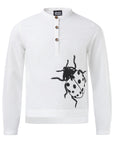 White Organic Cotton Tunic with Hand Embroidered Ladybug