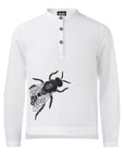 White Tunic with Bee Hand Embroidery