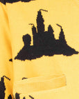Yellow Knitted Cardigan with Beach Castle Design
