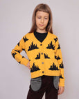 Yellow Knitted Cardigan with Beach Castle Design