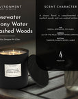 55oz Natural Non-Toxic Candle, Rosewater, Peony Water, Washed Woods