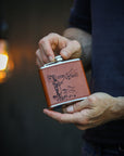Fishing Leather Hip Flask
