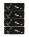 Stag Prince Mini Slate Cheese Board & Knives - Set of 4