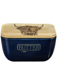Highland Cow Blue Butter Dish