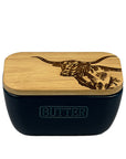 Texas Longhorn Blue Butter Dish