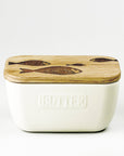 Fish Repeat White Butter Dish