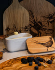Pheasant White Butter Dish