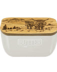 Scenic Highland Cow White Butter Dish
