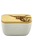 Texas Longhorn White Butter Dish